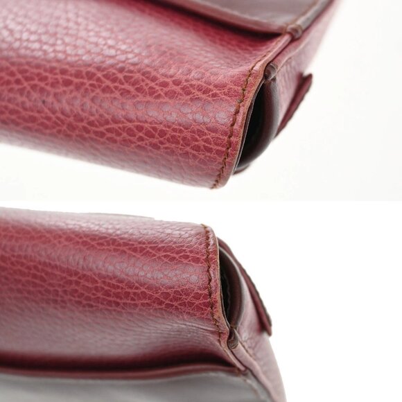 MUST DE CARTIER 2C Logo Clutch Hand Bag Leather Red GHW Spain 60KB362 - Picture 8 of 16